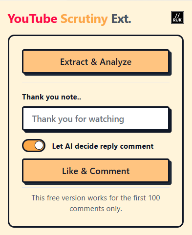 YouTube Scrutiny Screenshot